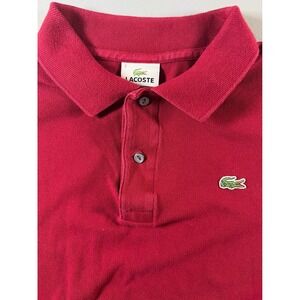 Lacoste Polo Shirt Mens 7 XXL‎ Red Short Sleeve Pique Cotton Classic Fit Logo